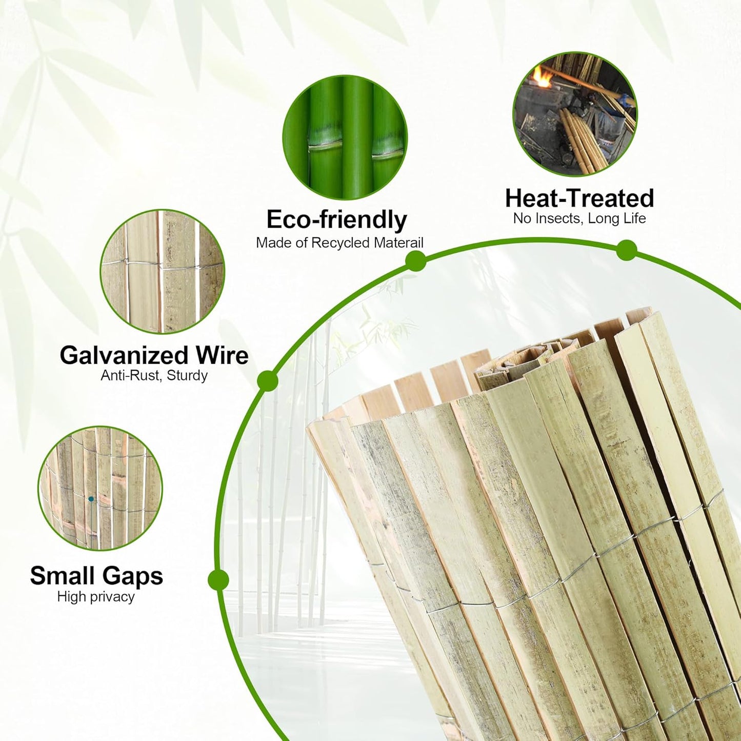 Bamboo Slat Fencing 6ft H x 13ft L, Handwoven Natural Bamboo Screen, Indoor or Outdoor Privacy Fence for Patio, Balcony, Border Pool