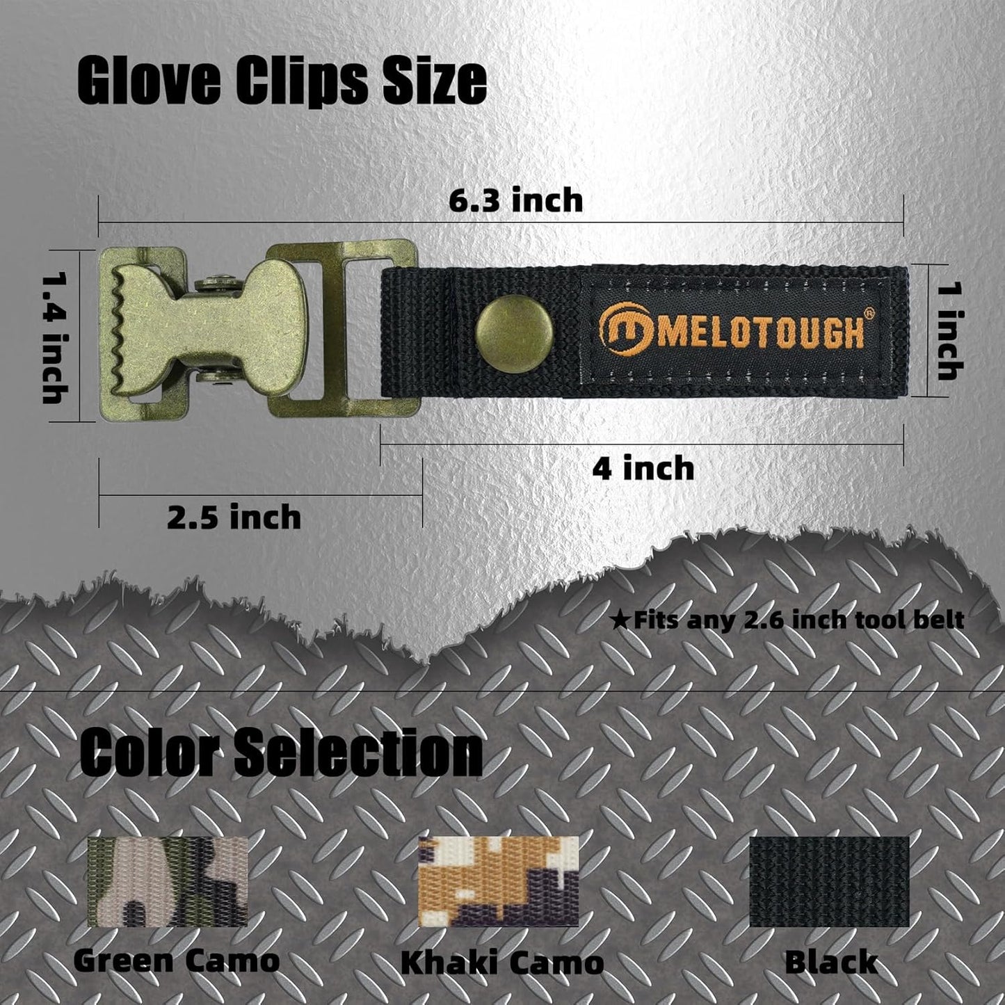MELOTOUGH Glove Clip Tactical Glove Clips Work Glove Holders Strap with Alligator Clip for Tool Belt,Tool Bag,Tool Backpack