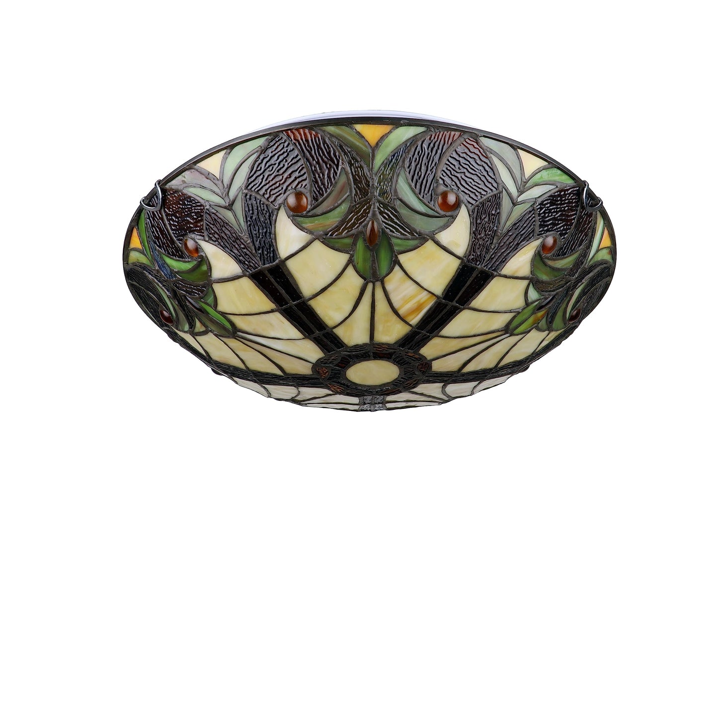 Chloe Lighting Liaison 3-Light Ceiling Flush Fixture, 16in Wide, Stained Glass, Model CH18780VI16-CF3