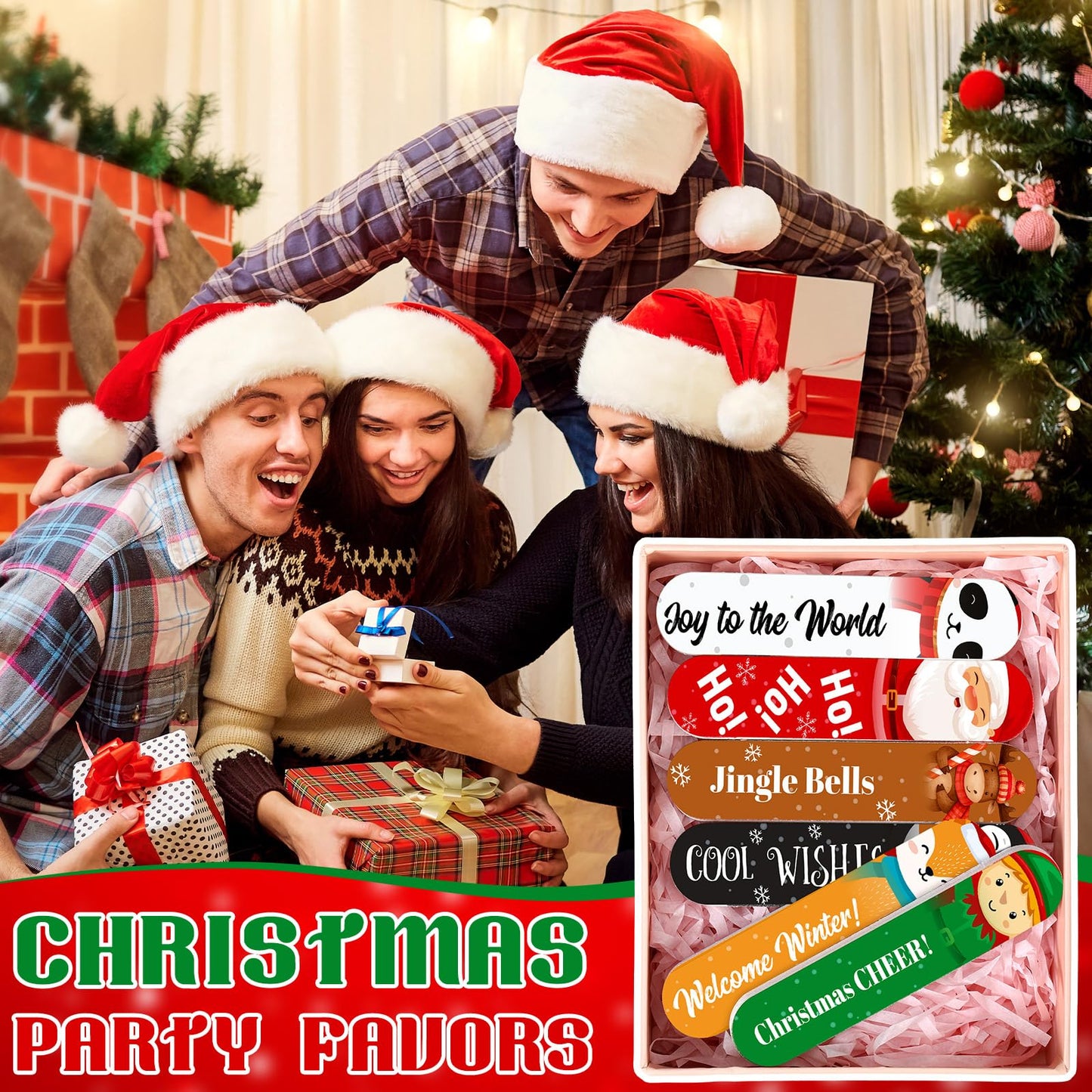 Lanties 50 Pack Christmas Mini Nail Files Gifts Bulk Holiday Mini Emery Boards Double-Sided Christmas Party Nail Files Favors Bu