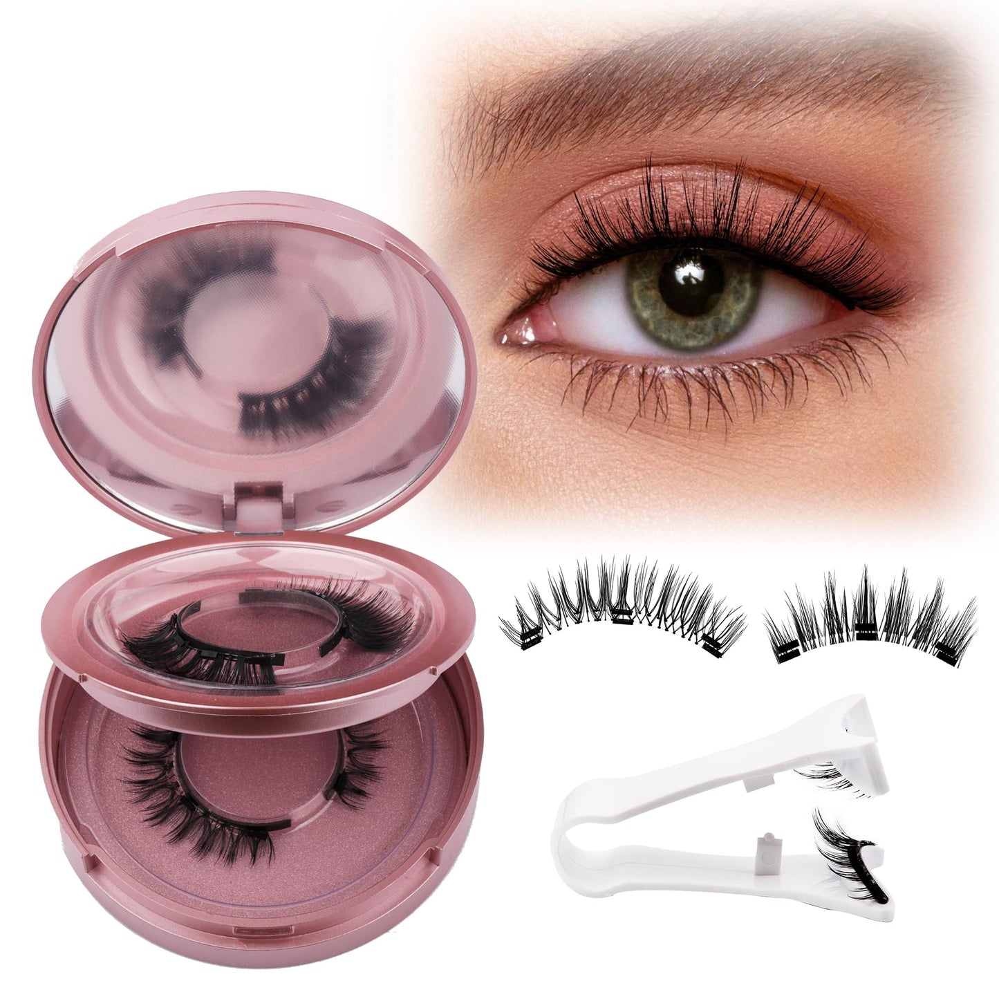 GEMERRY Magnetic Eyelashes with Applicator Natural Look Soft Magnetic Lashes No Glue No Eyeliner Needed Lash Applicator Tool Kit