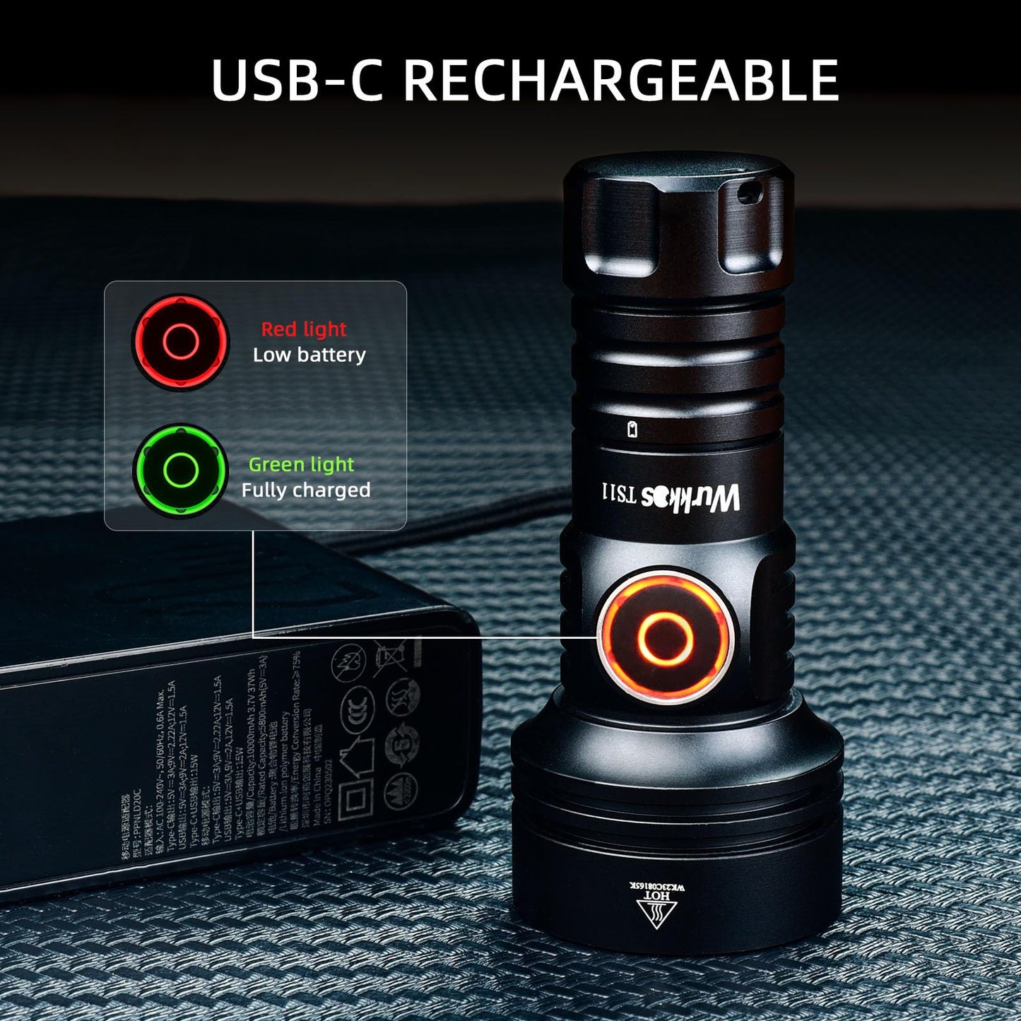Wurkkos TS11 EDC Flashlight, Rechargeable LED, 616M Beam, Compact, Aluminum, Small, Black New
