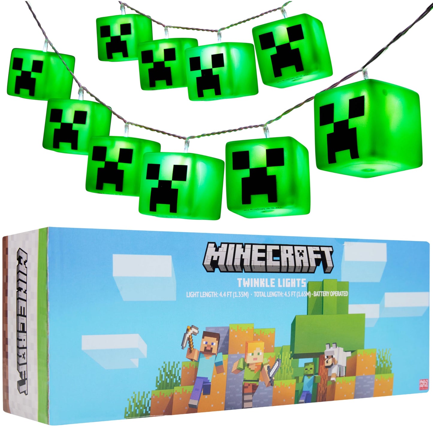 Minecraft String Led Lights For Bedroom Battery Operated Fairy Lights For Room Decor Wall Light Creeper Indoor Decoration Gamer Gifts For Kids