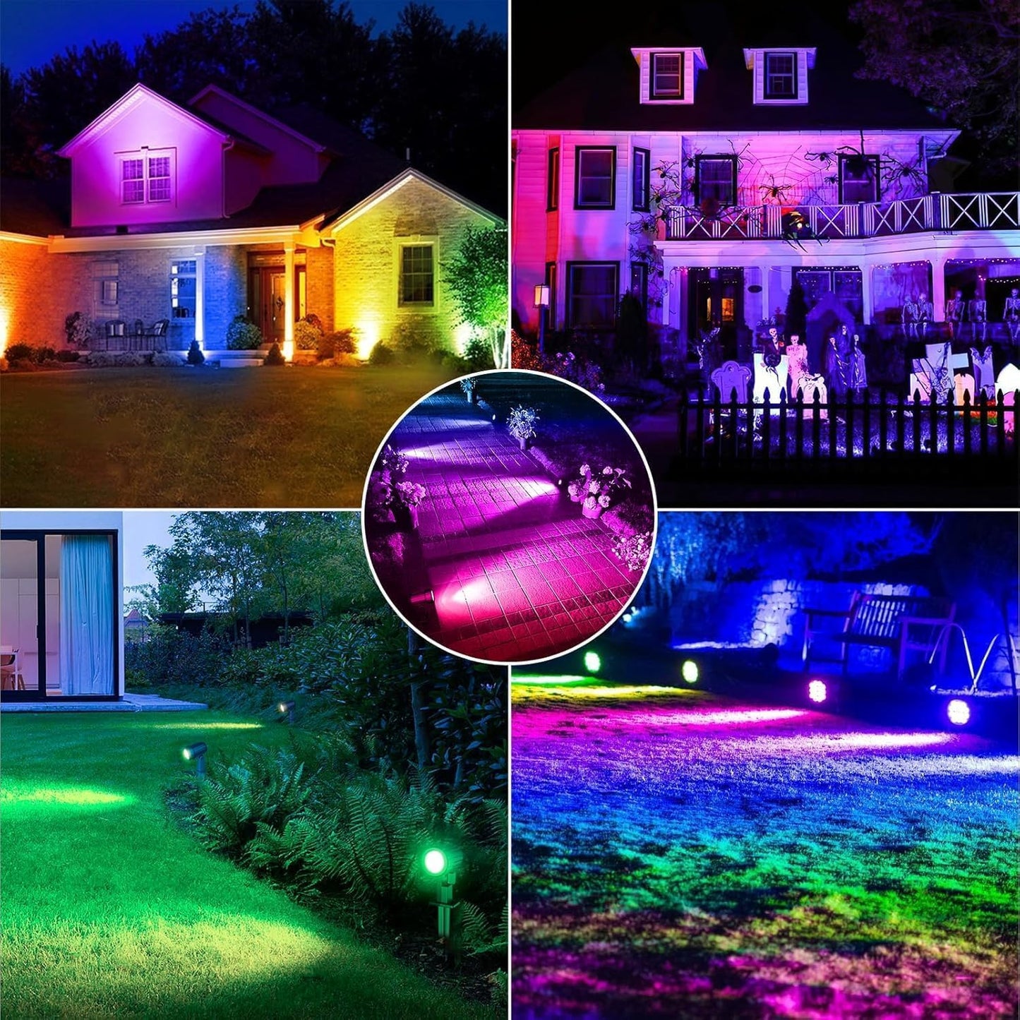 Cly 4-In-1 Solar Spot Lights Outdoor Color Changing  Solar Landscape Spotlights Rgb Lighting Ip66 Waterproof 45.93Ft Cable Auto On/Off Adjustable Garden Spotlight For Yard  Garden  Pool  Lawn  Statue
