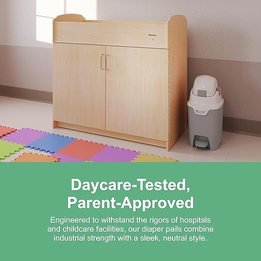 Foundations Mini Hands-Free Diaper Pail with Airtight Lid - Durable & Odorless Diaper Disposal, Large Capacity, Holds up to 30 Newborn Diapers, Refill with Any Bags - White