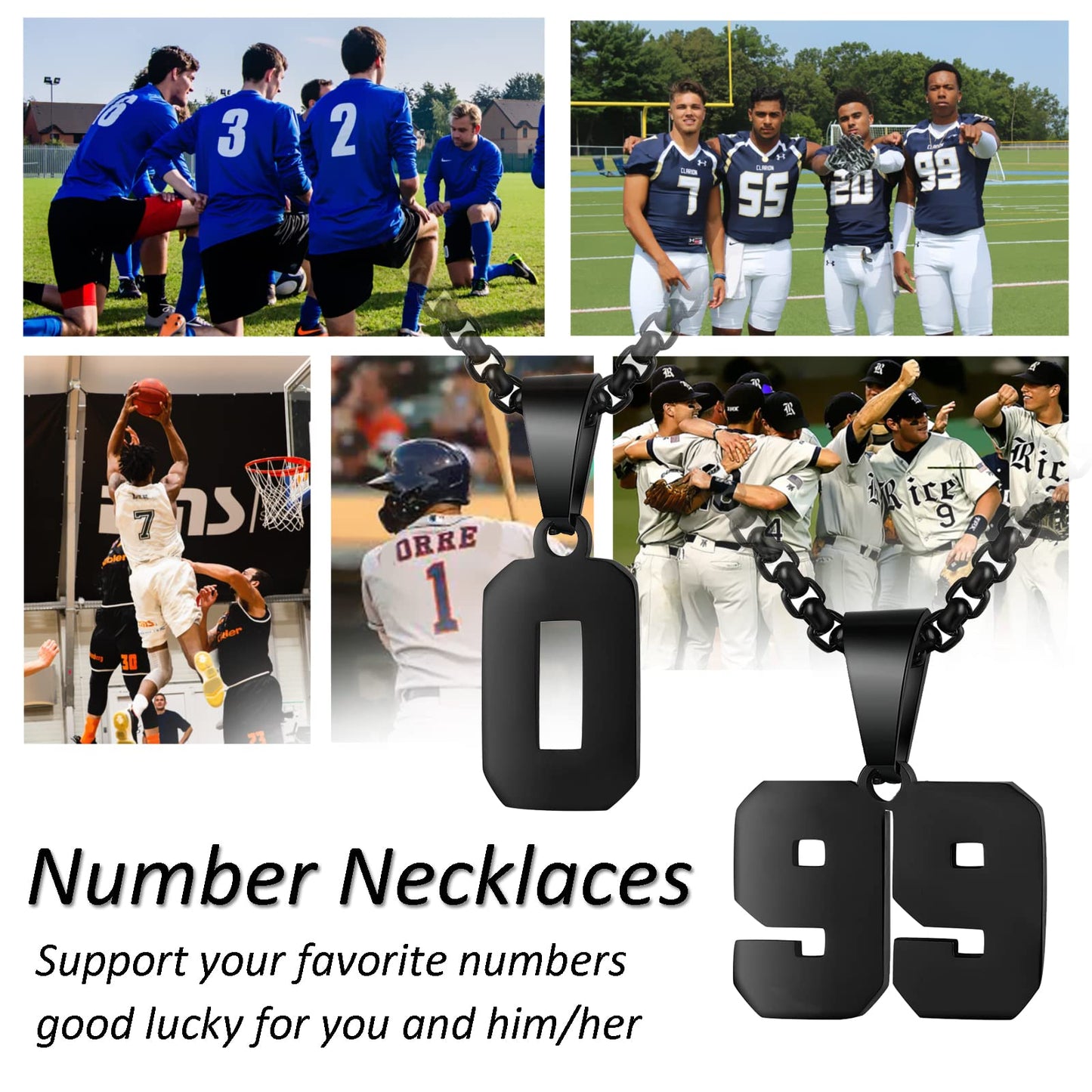 Number Necklaces Personalized Necklaces Black Initial Number Pendant Stainless Steel Chain Movement Necklaces for Men Women (37)