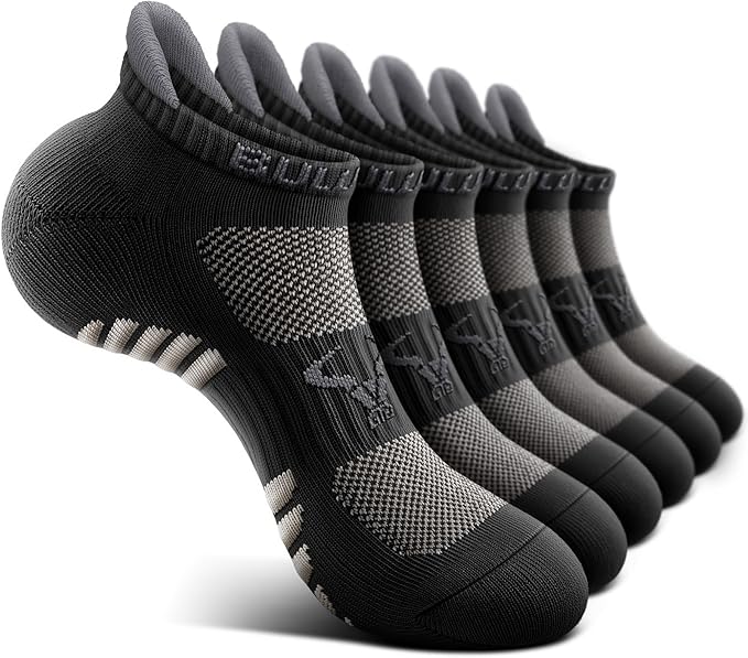 BULLIANT Men Running Socks,Active Ankle Socks No Show For Men With Cushioned Footbed Arch Support Breathable Wicking