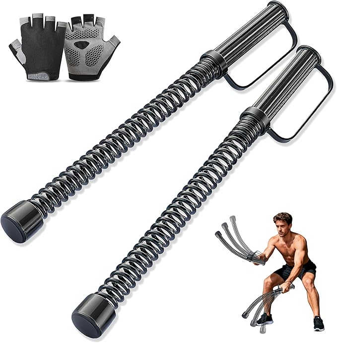 2PCS Ropeless Battle Ropes – Portable Workout Ropes for Home Gym with Non-Slip Gloves, Low-Impact HIIT and Strength Workou...
