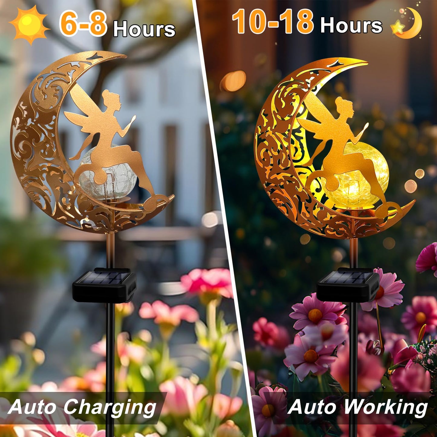 YJFWAL Garden Solar Lights Pathway Stake, Warm White, Angel Decor, 1 Pack, Model 714216436217, Waterproof Outdoor Decor for Yard and Garden