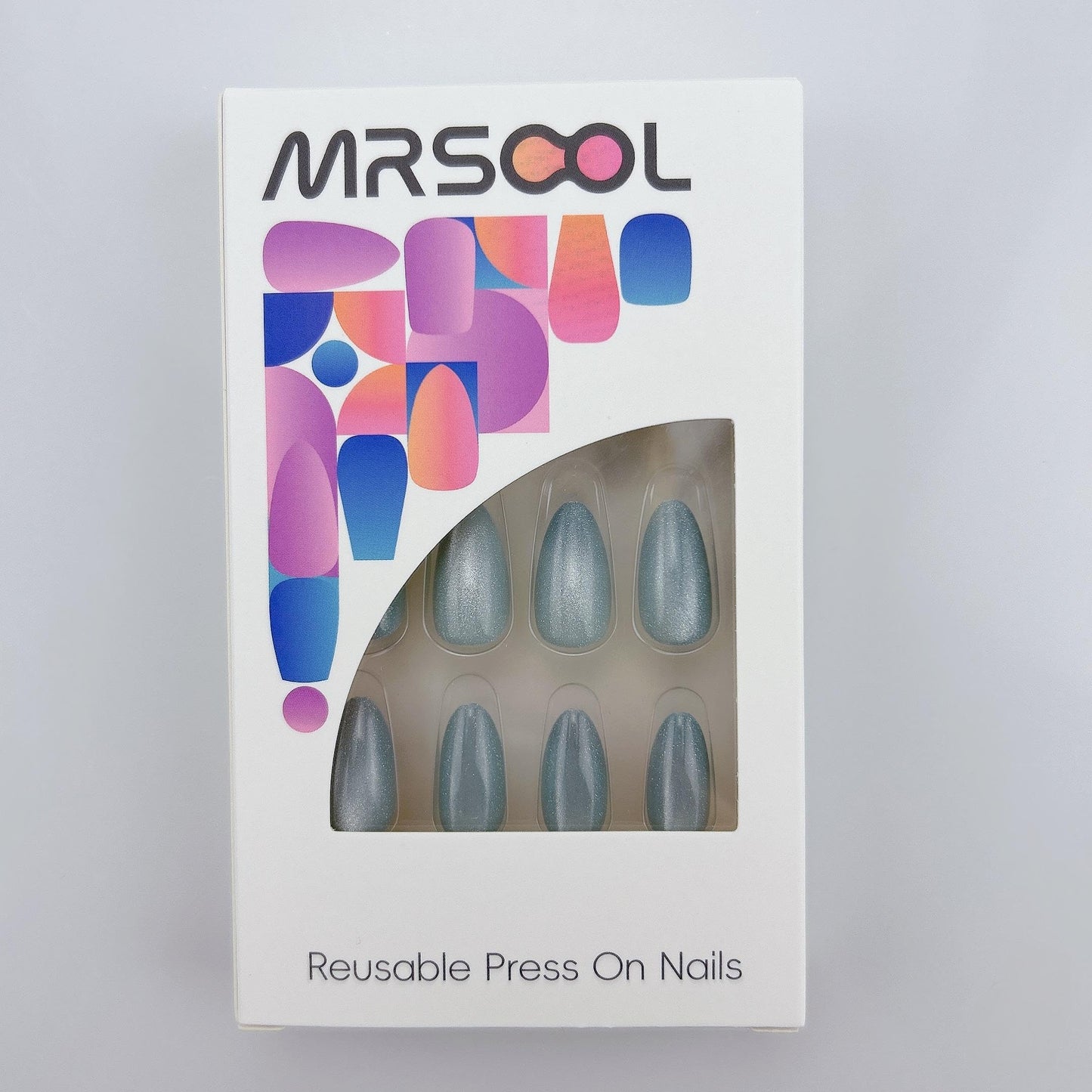 MRSCOL Press on Nails-Green, Cat Eye Press on Nails Almond,Short Reusable 16 Sizes - 32 Nail Kit with Glue