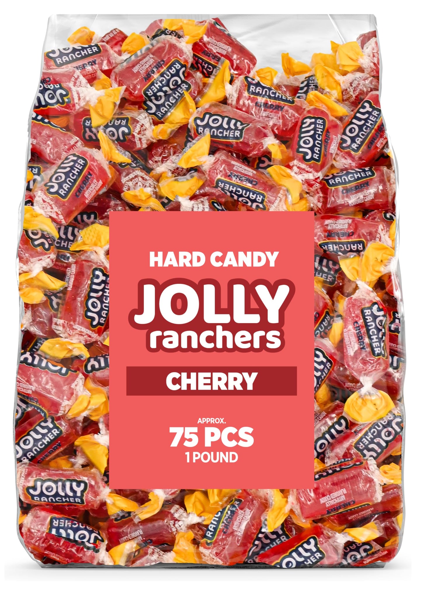Cherry Jolly Ranchers Hard Candy - Original Flavor - 1 LB Bulk Bag (Approx. 75 Pieces) - Individually Wrapped Tart & Sweet Treat