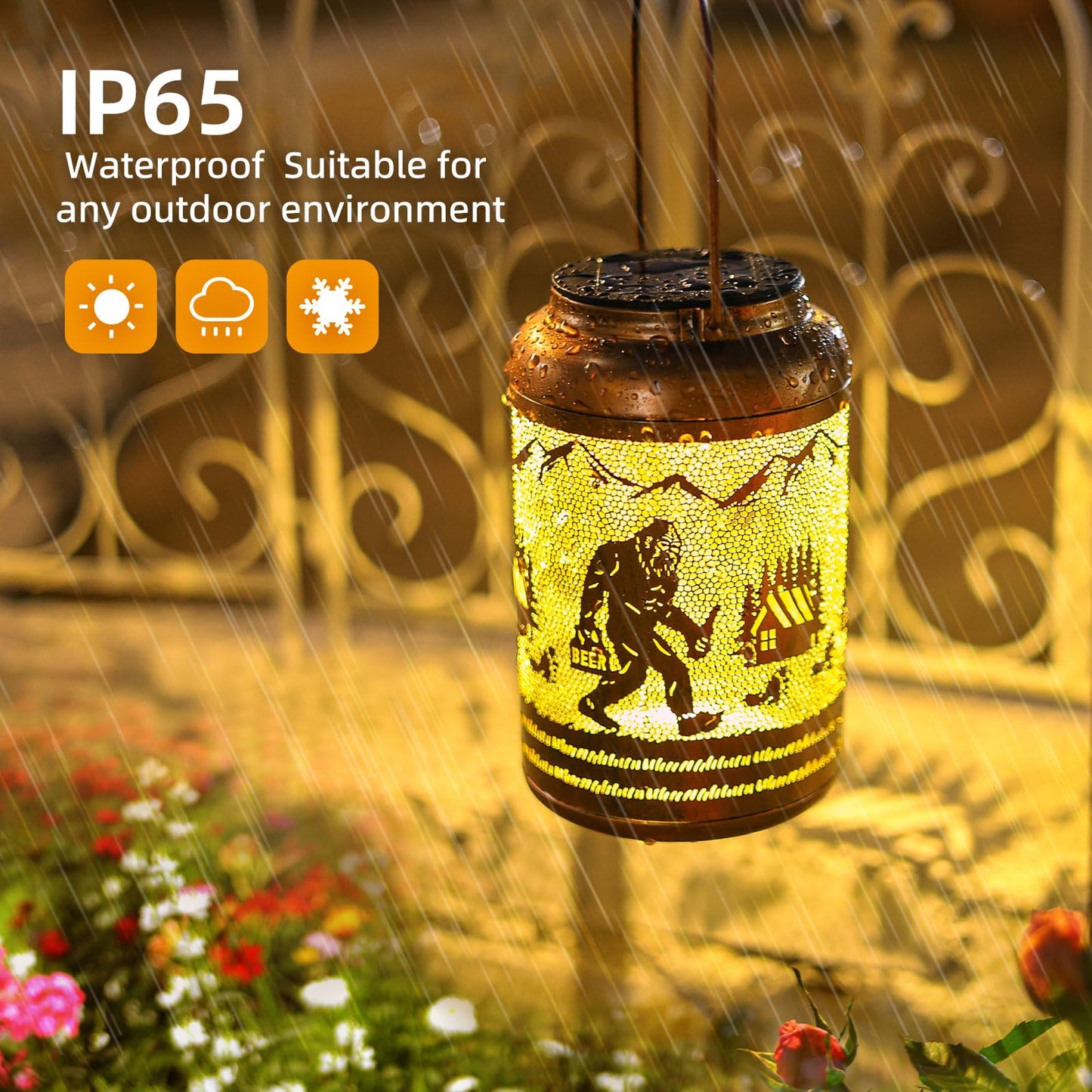 WACLSTDAY Solar Lantern - Waterproof Metal LED Light for Yard, Patio, Garden - Red Copper - Model B-W-DL-25006-dajiao