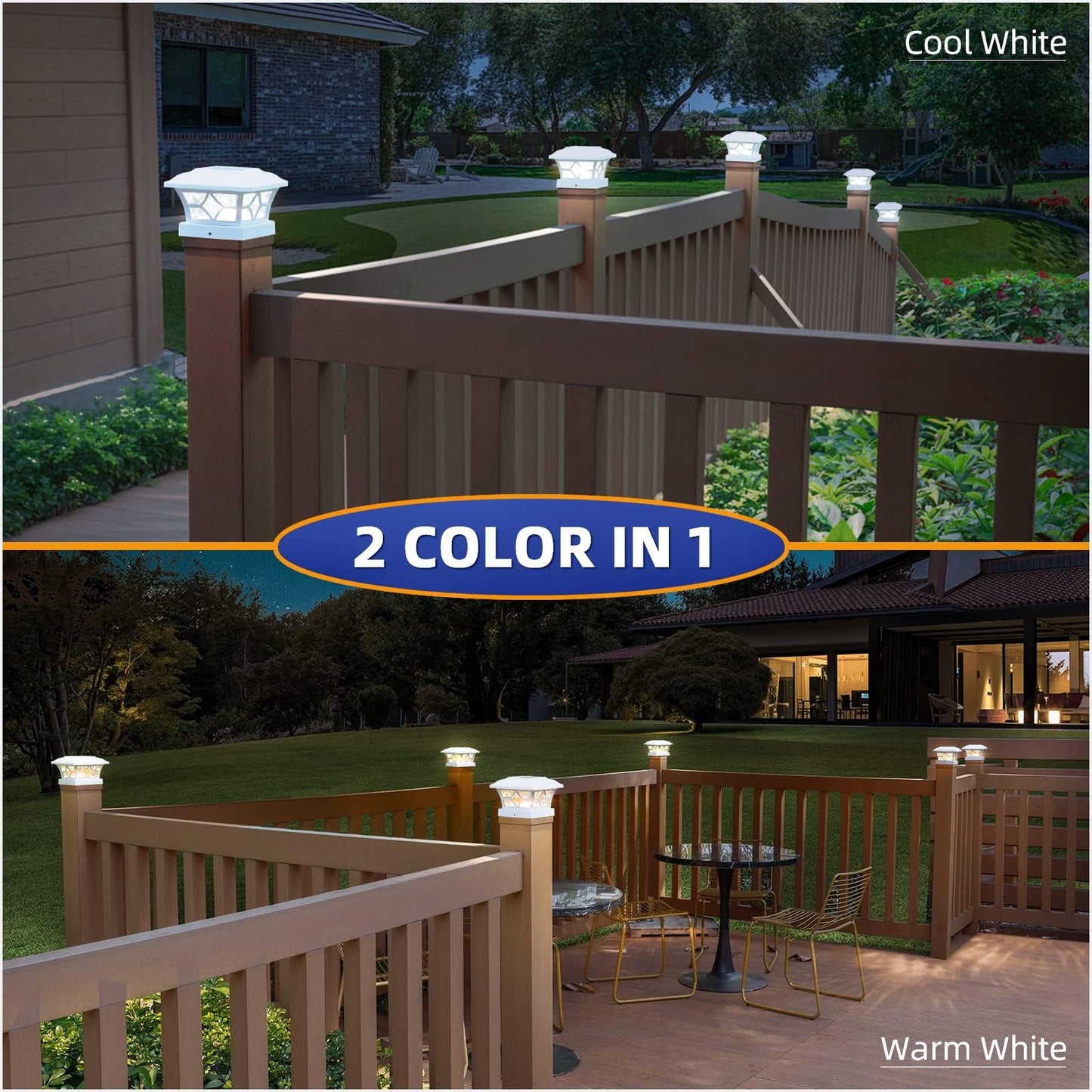 APONUO Solar Post Cap Lights - 12 Pack, IP64 Waterproof, 1000mAh Battery, for 4x4 5x5 6x6 Fences, White,
