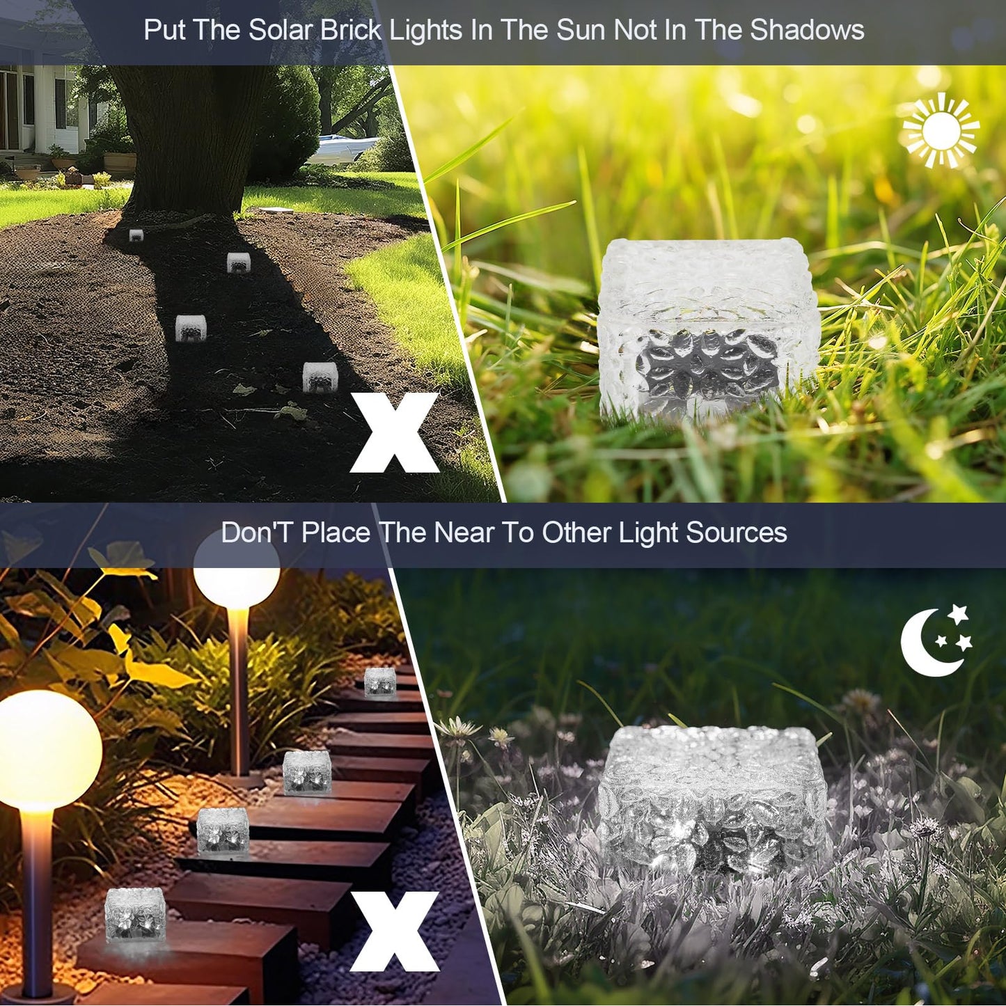 Mlknk Solar Brick Lights-Outdoor Solar Lights For Yard-Solar Brick Landscape Path Light 3 Pack Led Light Brick Garden Decor For Pathway Patio Walkway Backyard Decoration