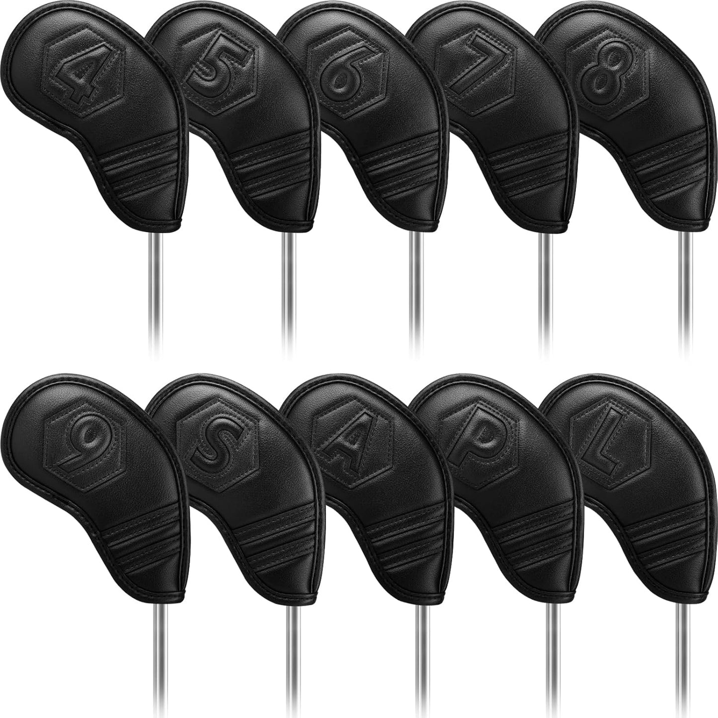 Magnetic Golf Iron Covers Set 10 Pcs Golf Iron Headcovers PU Leather Easy Off/On Protective Cover