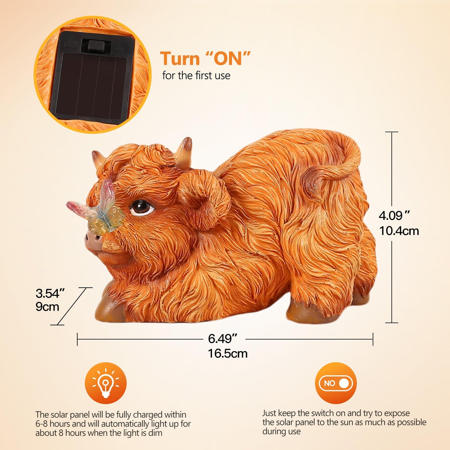 Highland Cow Solar Powered Outdoor Garden Statue  Resin Highland Cow Statue With Solar Light Lantern  Decorative Lawn  Yard Outdoor Highland Cow Decor. Unique Home Decorations  Gifts For Women