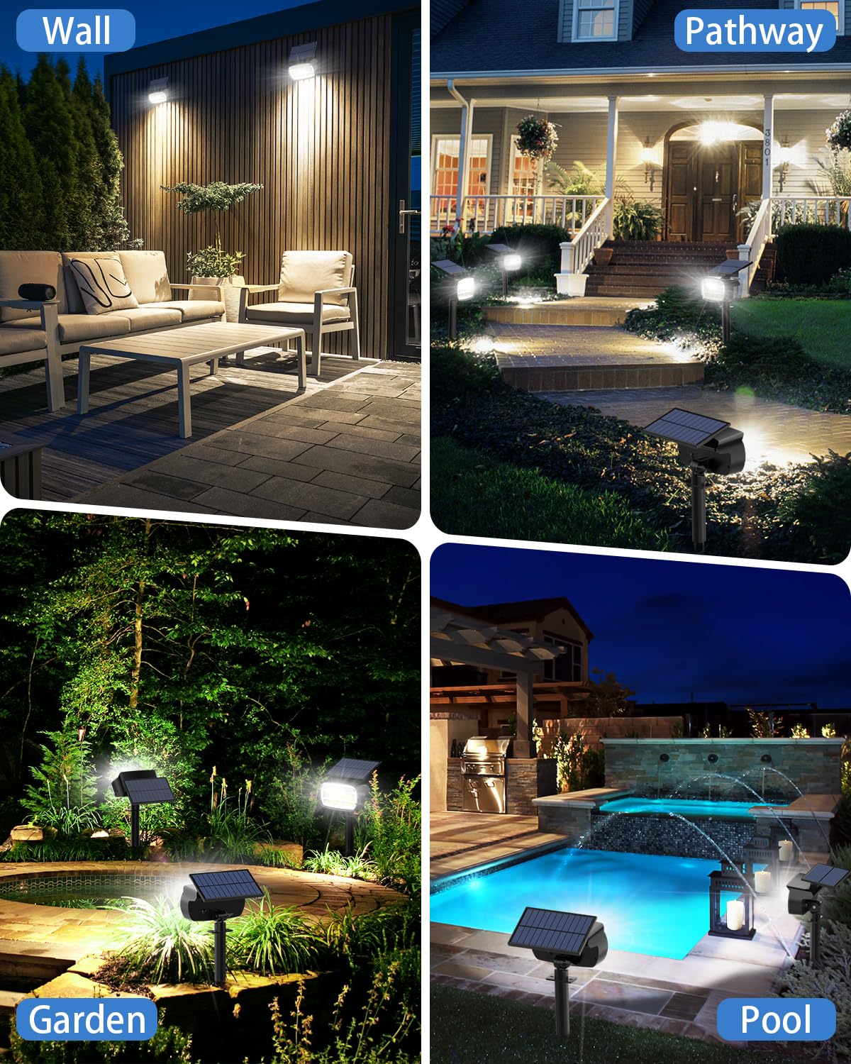 Fabrito Solar Spot Lights Outdoor 136 Leds  Big Brighter Lighting Solar Lights Outdoor  6 Pack Ip65 Waterproof Landscape Spotlights Auto On/Off For Yard  Garden  Pathway  Plants Tree (Cool White)