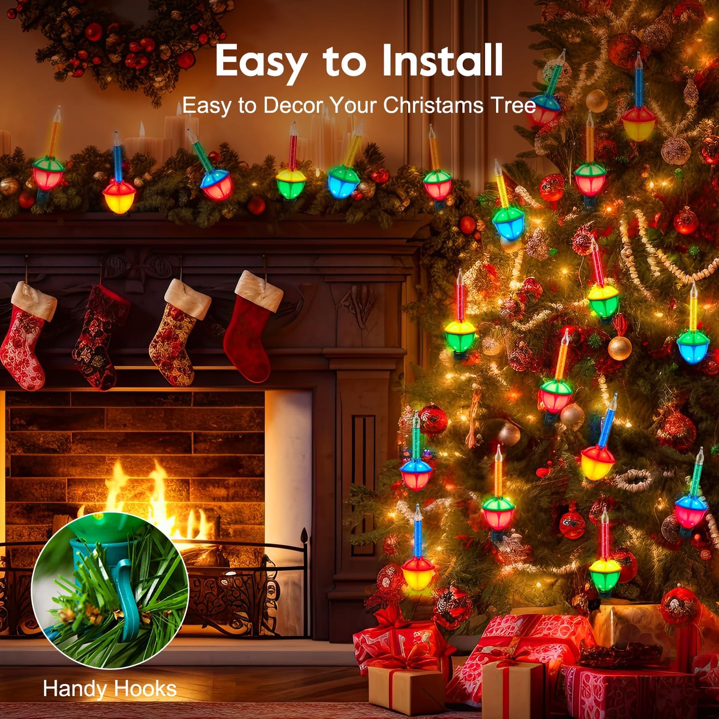 Brightown Christmas Bubble String Lights - 15 Count, Warm White Multicolor Decorative Lights, Copper, Model GYPC-O75AU