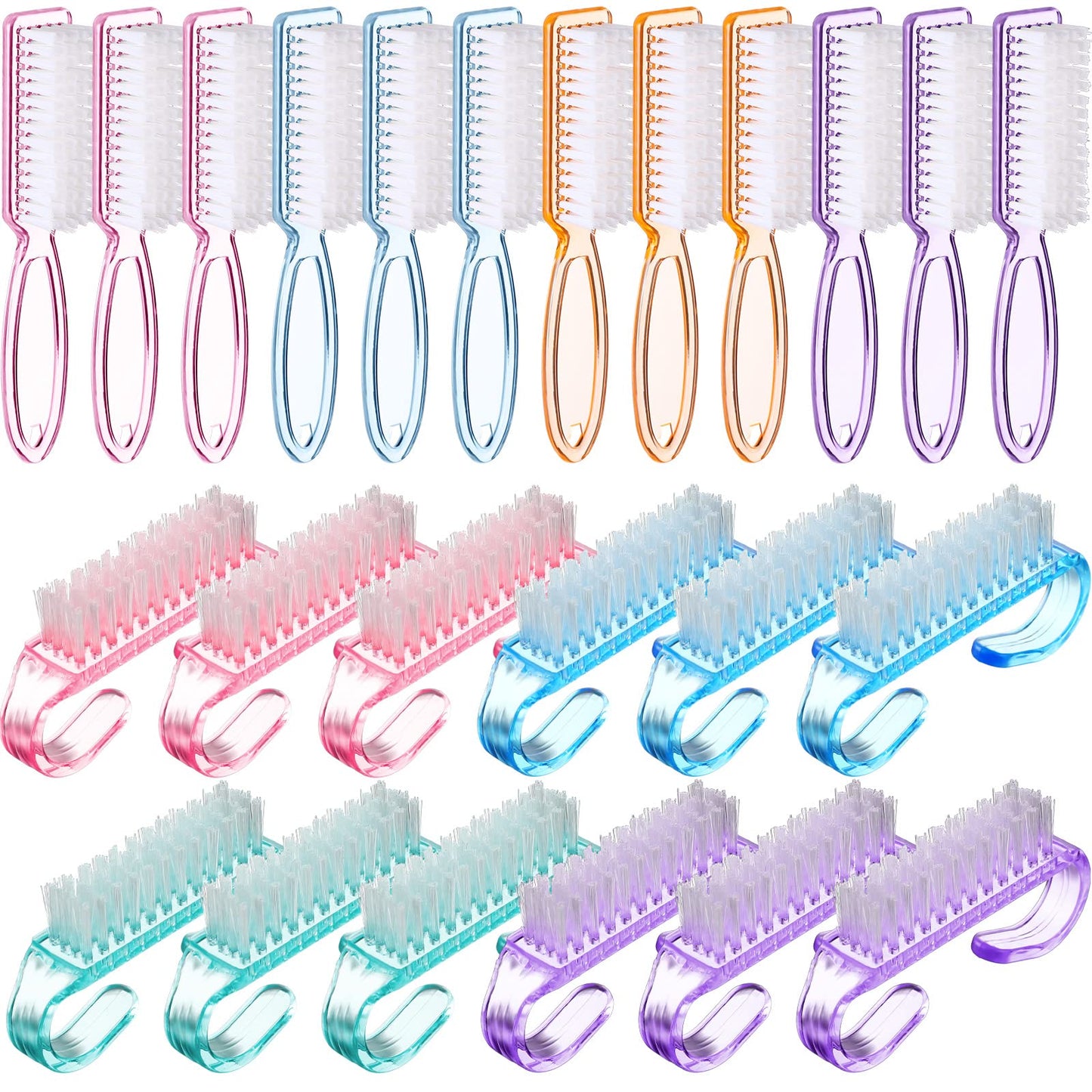 Patelai 12 Pcs Handle Grip Nail Brush Bulk Colorful Nail Scrubber Fingernail Brushes Hand Toes Cleaning Brushes Pedicure Scrubbi