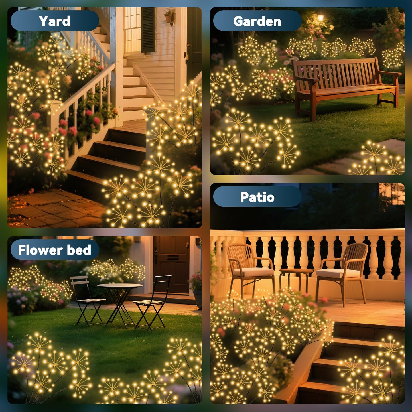 Solar Garden Lights 4 Pack Waterproof Swaying Starburst Light Solar Outdoor Lights For Yard Patio Walkway Pathway Party Wedding Decoration  Unique Gifts For Women  Warm White