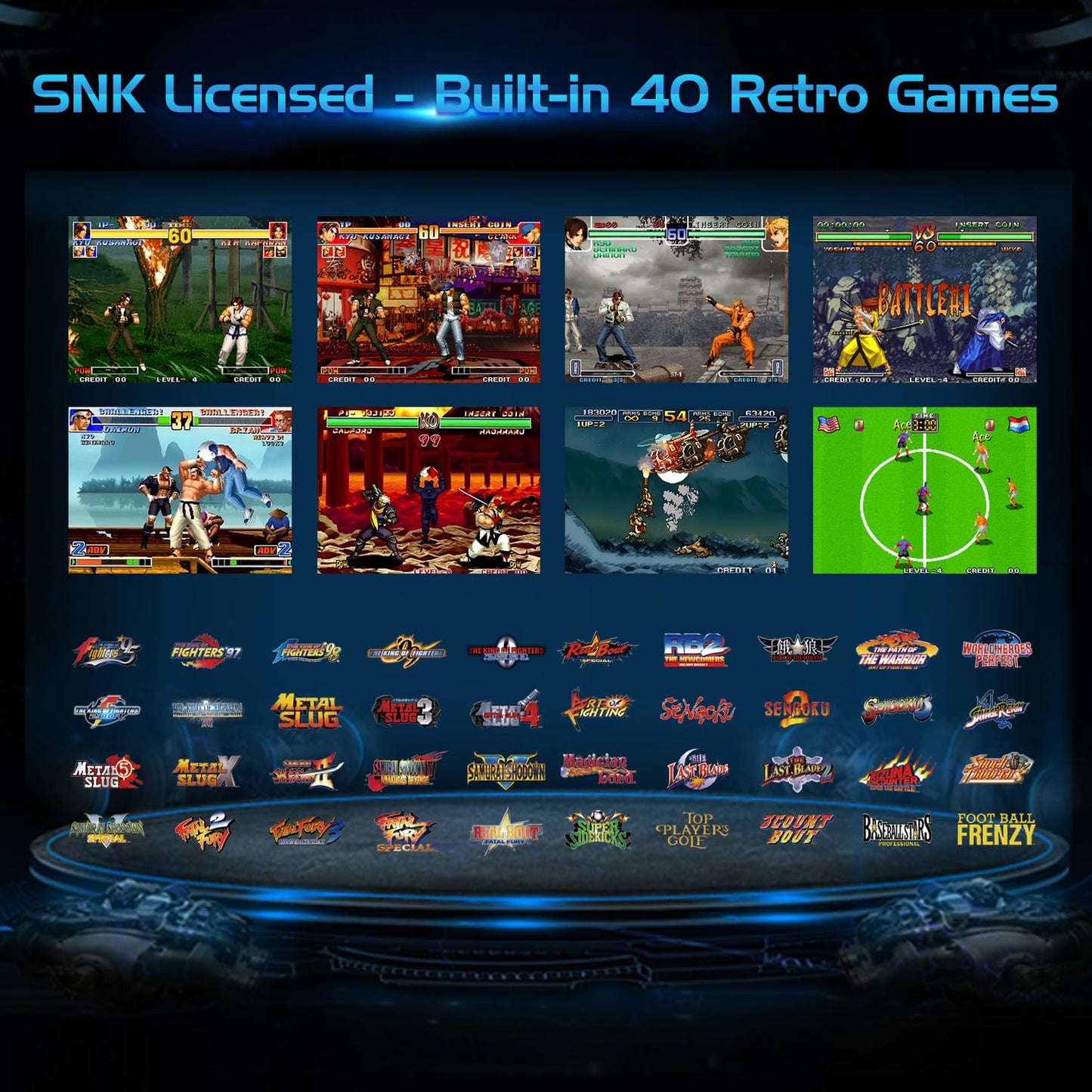 UNICO Game Pocket Player with 40 SNK Classic Games Pre-Installed, Handheld Gaming Console, 3500mAh Rechargeable Battery, Pick up and Play, Ideal for Casual Gamers and Nostalgic Enthusiasts-Gray