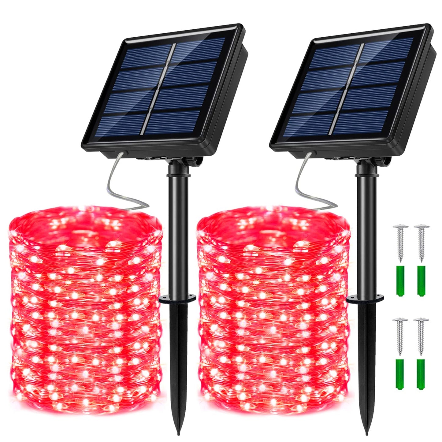 JosMega Solar Powered Fairy String Lights, Waterproof, 8 Modes, 33ft-100LED, Red