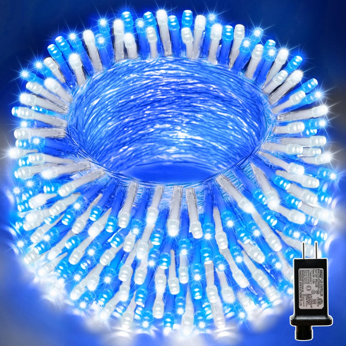 Lamphome 66Ft Christmas Decorative Mini Lights  200 Led Transparent Wire Fairy Starry String Lights Plug In  16 Lighting Modes For Indoor Outdoor Xmas Tree Wedding Party Decoration (White +Blue)