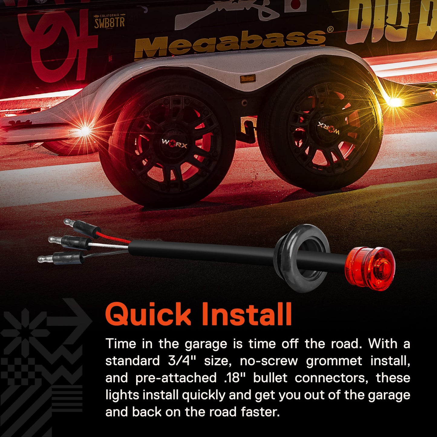 Online Led Store 3/4 Round Red Led Marker Light - 3 Wire, Ip67 Waterproof, Dot Certified For Trailers And Trucks