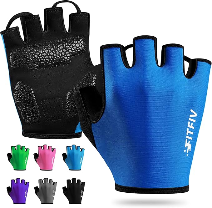FITFIV Cycling Gloves for Men Women, Half-Finger for Bike, Gym, Weight Lifting, Workout, Riding, Outdoor Sports