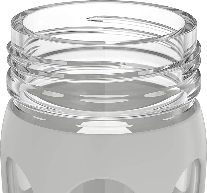 Lifefactory 22-Ounce Active Flip Cap Glass Water Bottle, 22oz, Cool Grey