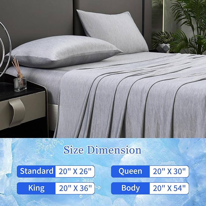 Cooling Pillow Cases for Hot Sleepers - Double Side Arc-Chill Q-Max>0.5 Cooling Fiber Cool Pillow Cases 2 Pack - Breathable Soft Cold Pillow Cases with Hidden Zipper (Dark Grey, 20" x 30")