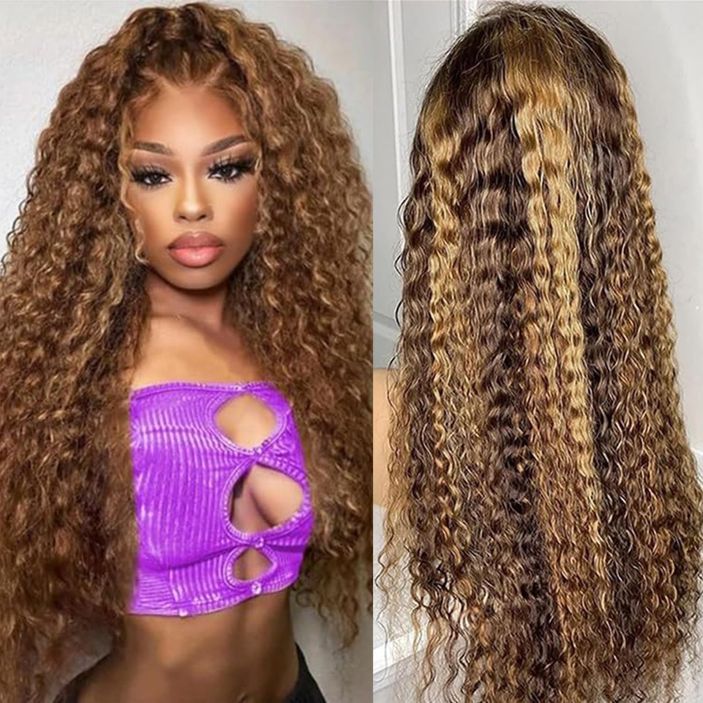 Highlight Ombre Lace Front Wigs Human Hair Deep Wave 5x5 Hd Lace Closure Wig Human Hair Honey Blonde Curly Wig Pre Plucked 180%