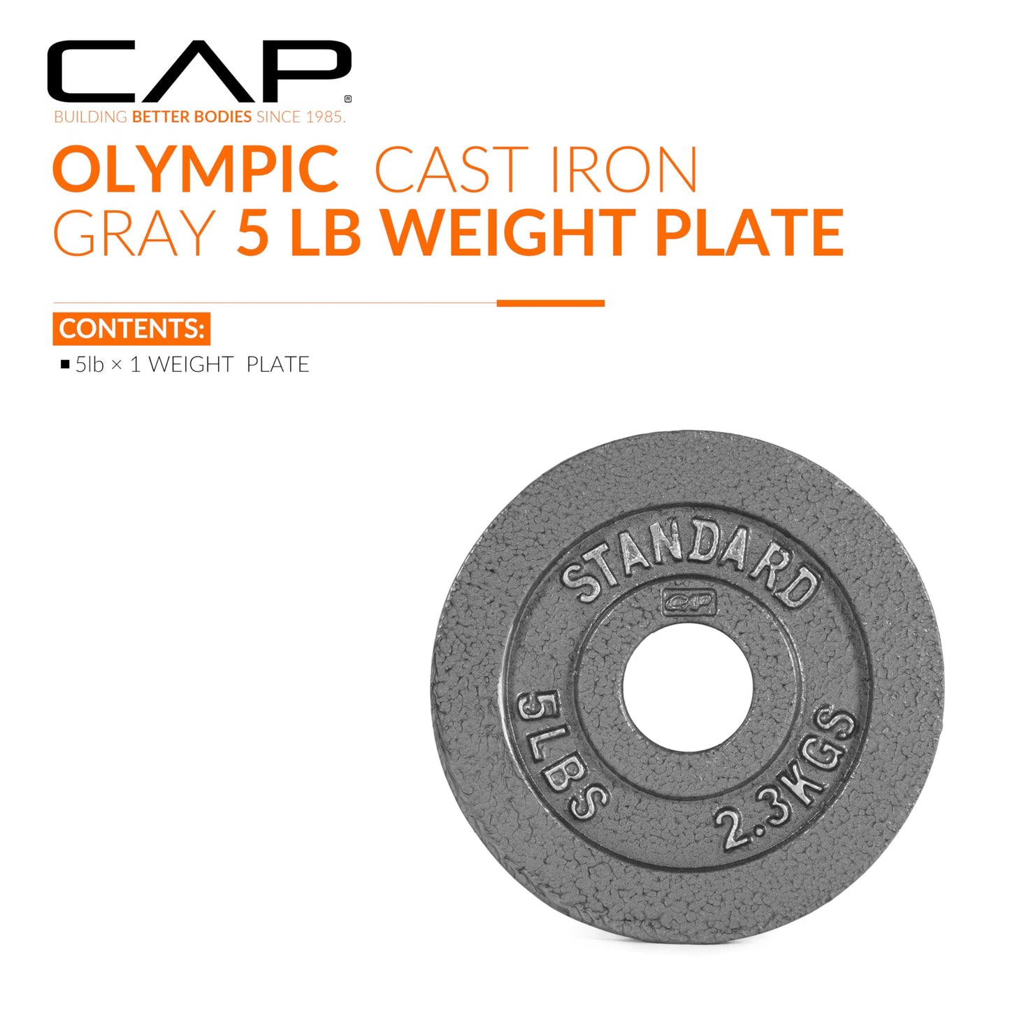 CAP Barbell Olympic 2-Inch Weight Plate, Gray