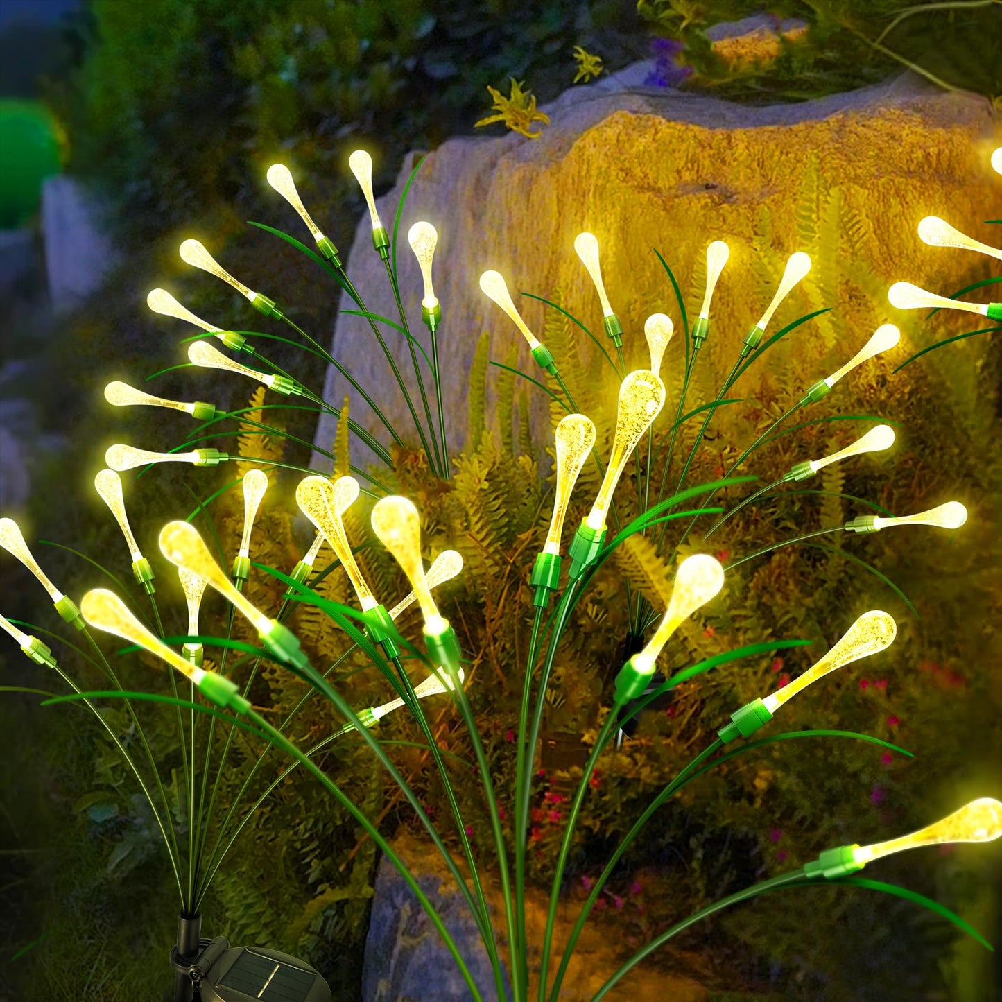 Anordsem Solar Garden Lights Outdoor: 8 Removable Pvc Water Drop Light Heads 2 Pack - Waterproof Diy Fun Decoration For Yard Patio Path - Gardening Gifts For Homeowners Over 30