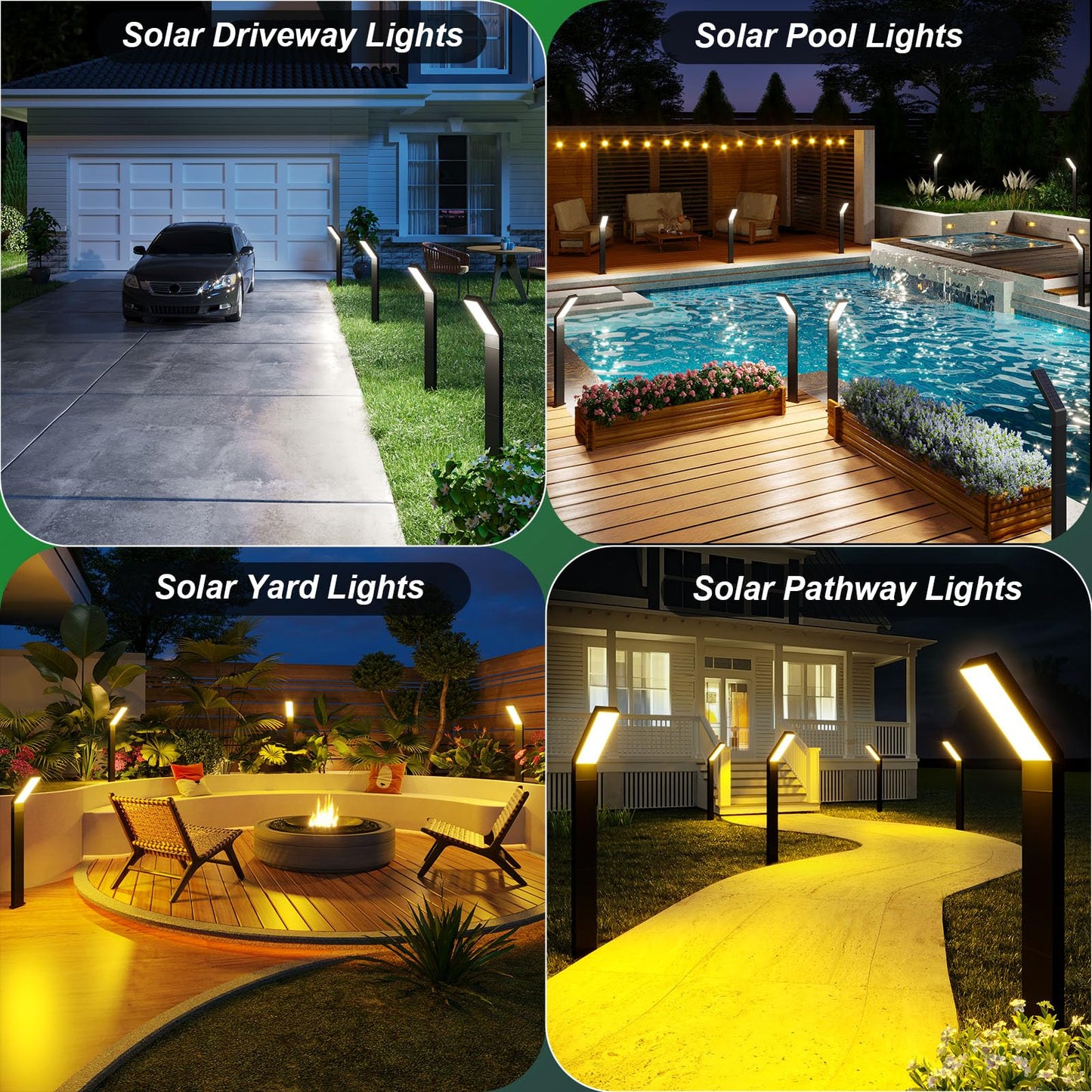 Jsot Solar Garden Lights - 6 Pack Solar Driveway Lights Outdoor For Landscape Pathway Backyard Decor Waterproof Walkway Light With Bright 3 Lighting Modes