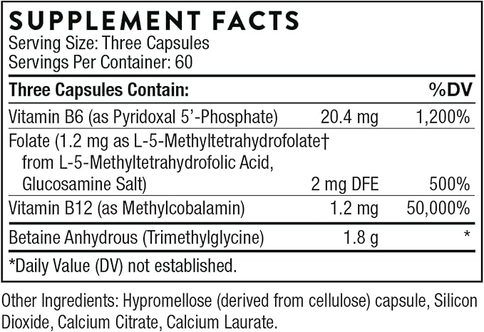 THORNE Methyl-Guard - Methylation Support Supplement* with Folate and Vitamin B12-180 Capsules