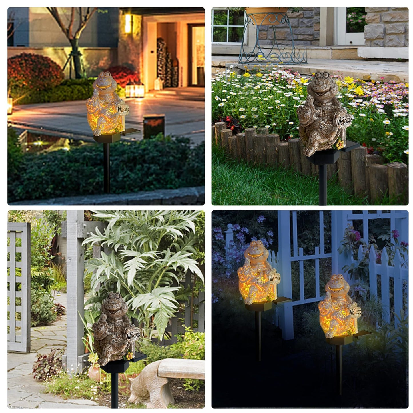 Qh & Garden Solar Turtle Statue Garden Decor Handcrafted Wood Grain discomfort-reducingt Small Turtle Lamp Resin Animals Figurines Outdoor Decorations For Patio Backyard Lawn -Unique Housewarming Gifts