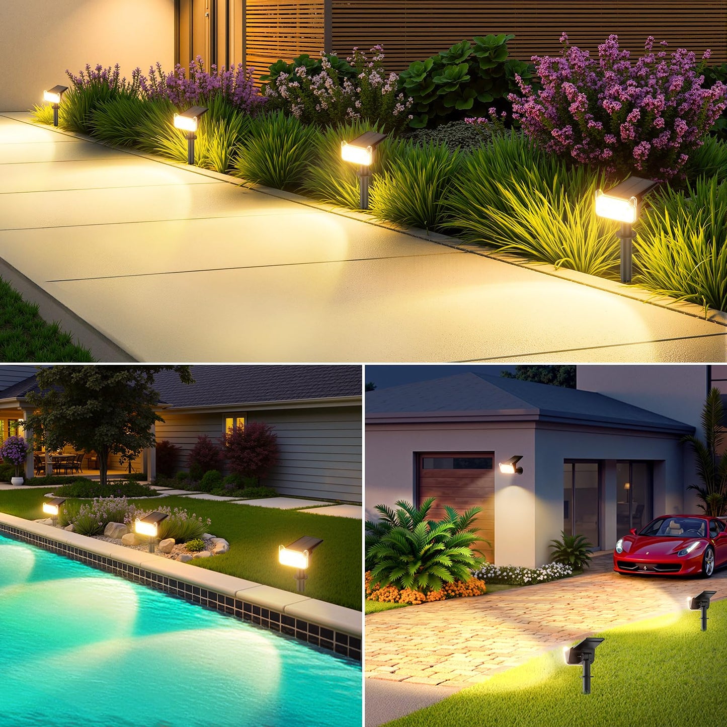 Wdtpro Upgraded Solar Spot Lights Outdoor  Solar Lights Outdoor Waterproof  30H+ Runtime Spotlights  Auto On/Off  Dusk To Dawn Lighting For Yard Patio Garden Pathway Landscape 2P  Warm White
