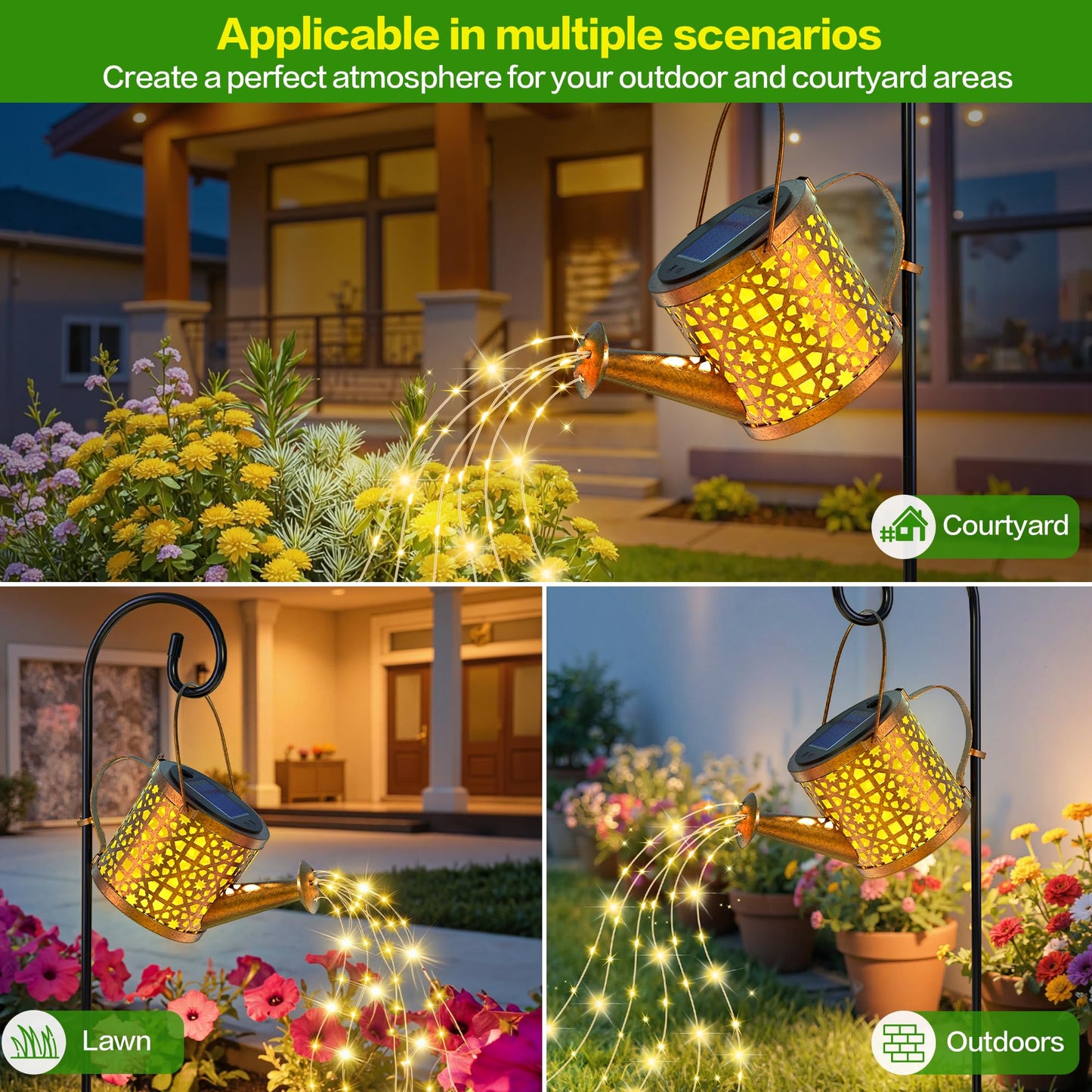 Solar Watering Can Lights Waterproof  Solar Lights Outdoor Decorative Garden Decor Metal Hanging Lights For Outside Patio Pathway Yard  Christmas Birthday Gardening Gifts
