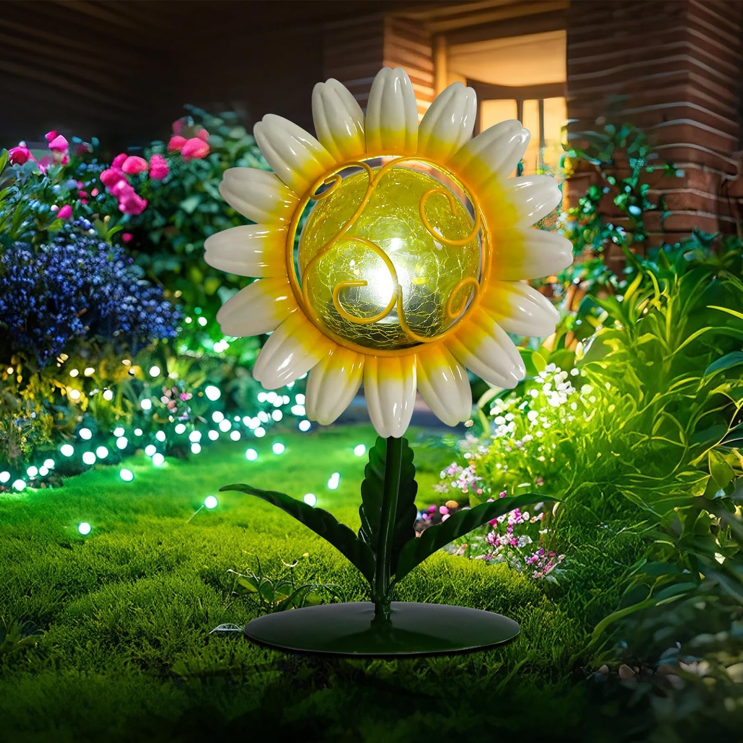 MUMTOP Solar Lantern - Waterproof Decorative Tabletop Lamp,  ed Glass, Yellow, Model 5009901C