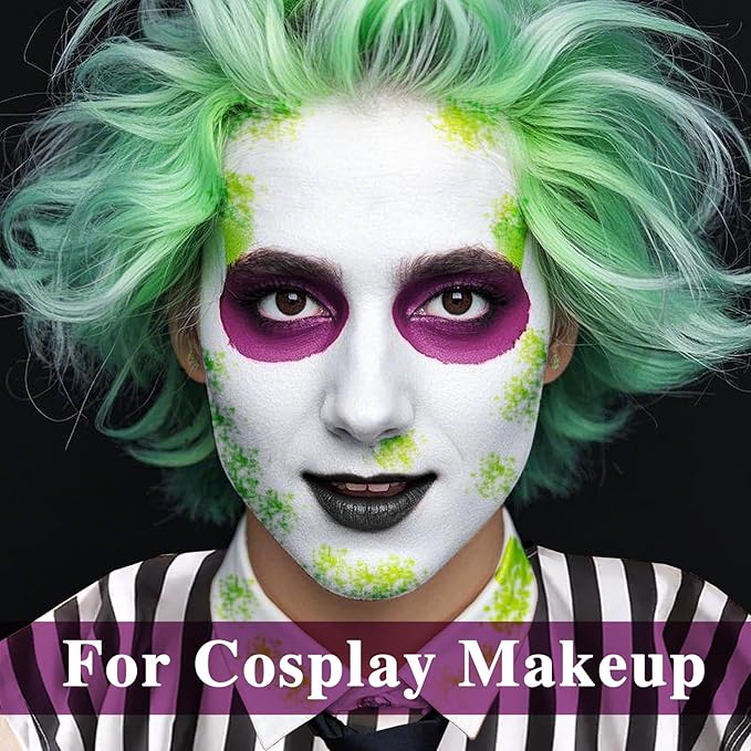 MEICOLY 3PCS Black Purple Lime Green Face Body Paint Stick Set,Face Paint for Halloween Wicked Witch,Frankenstein,Ghost,Zombie SFX Character Makeup,Elphaba Face Paint Makeup,Eye Black Stick Kit