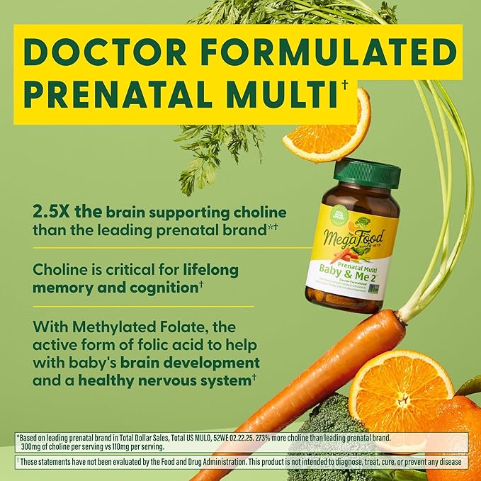 MegaFood Baby & Me 2 Bundle Pack - Prenatal Vitamin & Minerals (30 Servings) with Prenatal Probiotic & Prebiotic (30 Servings) - Women's Supplement for Pregnancy