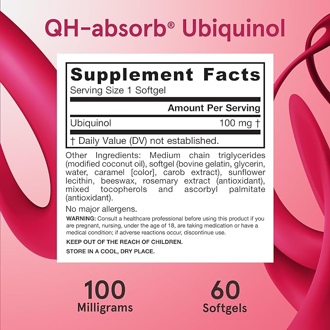 Jarrow Formulas QH-Absorb 100 mg Max Absorption- CoQ10 Ubiquinol- Up to 60 Servings (Softgels) - Supports Mitochondrial Health, Cellular Energy Production & Healthy Cardiovascular Function, Pack of 12