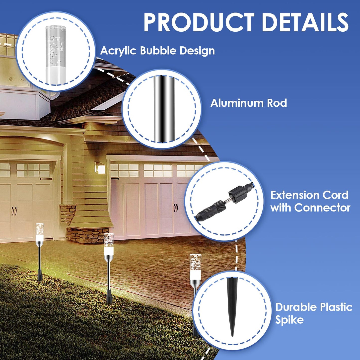 B-Right Outdoor Pathway Lights - 6 Pcs Led Landscape Lighting, 570 Lumens, Ip65 Waterproof, Cool White 6000K, Low Voltage 12V