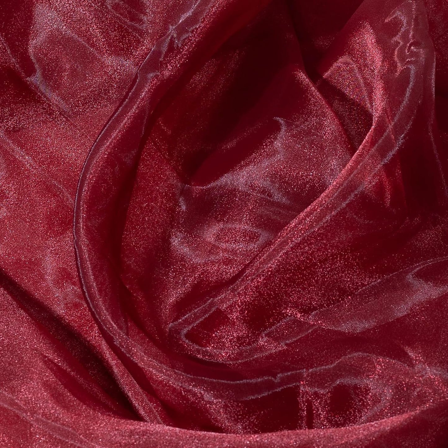 FYNITE Sheer Organza Fabric | 2 Yards Long | 44'' Wide | Bridal Solid Sheer Organza Bolt for Wedding Dress Fashion Craft Decorations Silky Shiny Sheer Organza (Burgundy, 2 Yard)