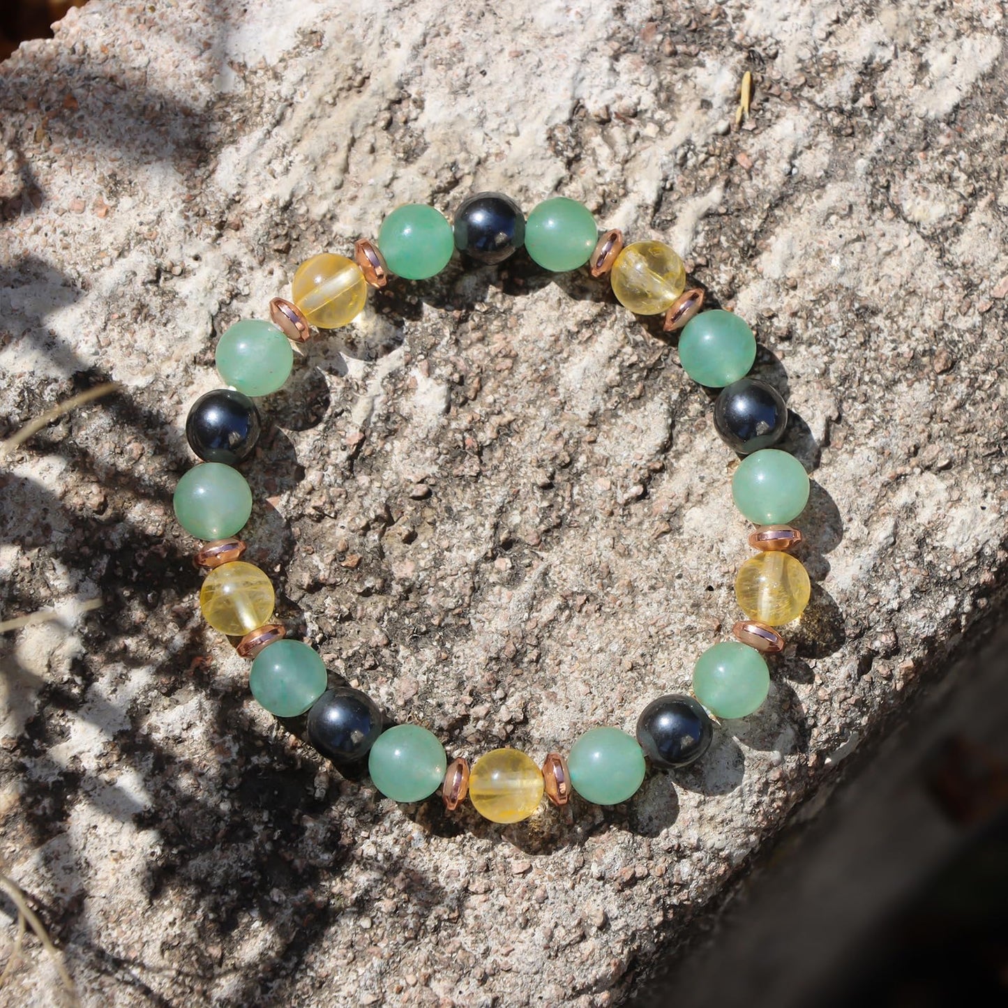 GolbalJew Bracelet for Women Beaded Bracelets Anxiety Healing Crystal Stretch Bracelet Chakra Natural Gemstone Lava Rock Rose Qu