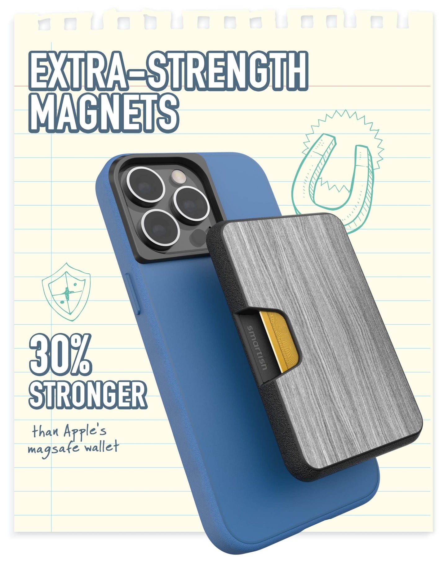 Smartish Wallet For Magsafe Iphones - Side Hustle - Slim Detachable Magnetic Card Holder For Apple Iphone 17/16/15/14/13/12/13/1