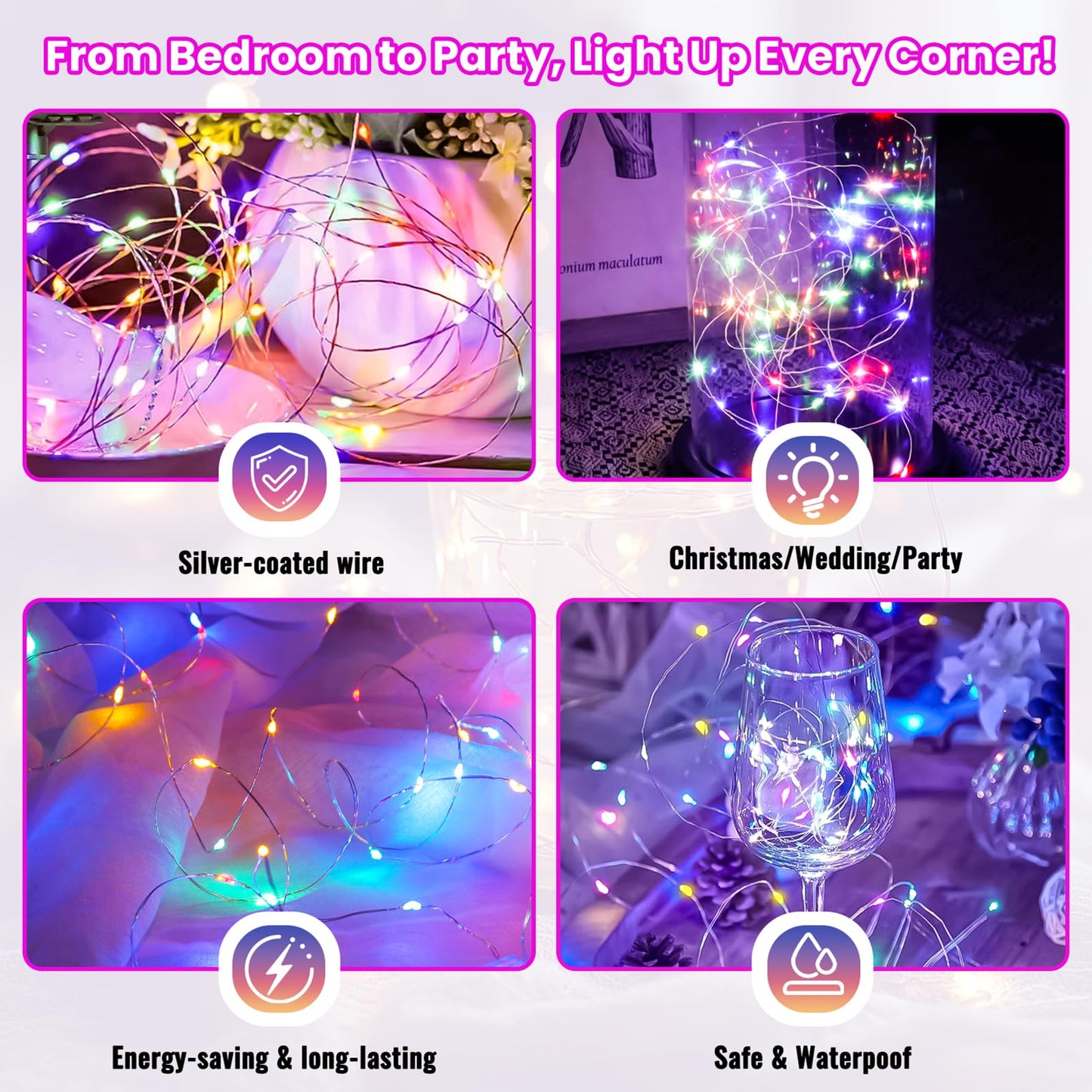 Zsjwl 30 Pack Multicolor Fairy Lights Battery Operated  7Ft 20Led Mini Starry Light Mason Jar Lights For Indoor Outdoor Party Wedding Halloween Thanksgiving
