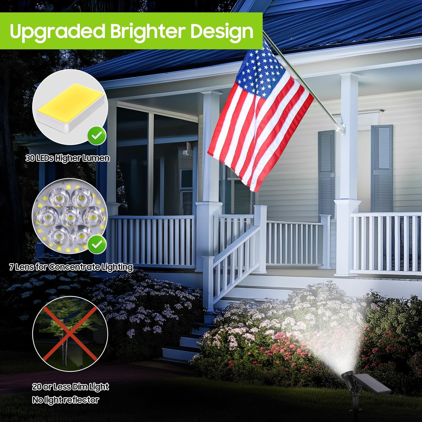 Bosceos 6-Pack Solar Spotlights For Outside With 30Leds & 3 Modes  Solar Lights Outdoor Waterproof  Dusk To Dawn Landscape Lighting  Pathway Lights For Yard Garden Tree Flag Sculpture(Cool White)