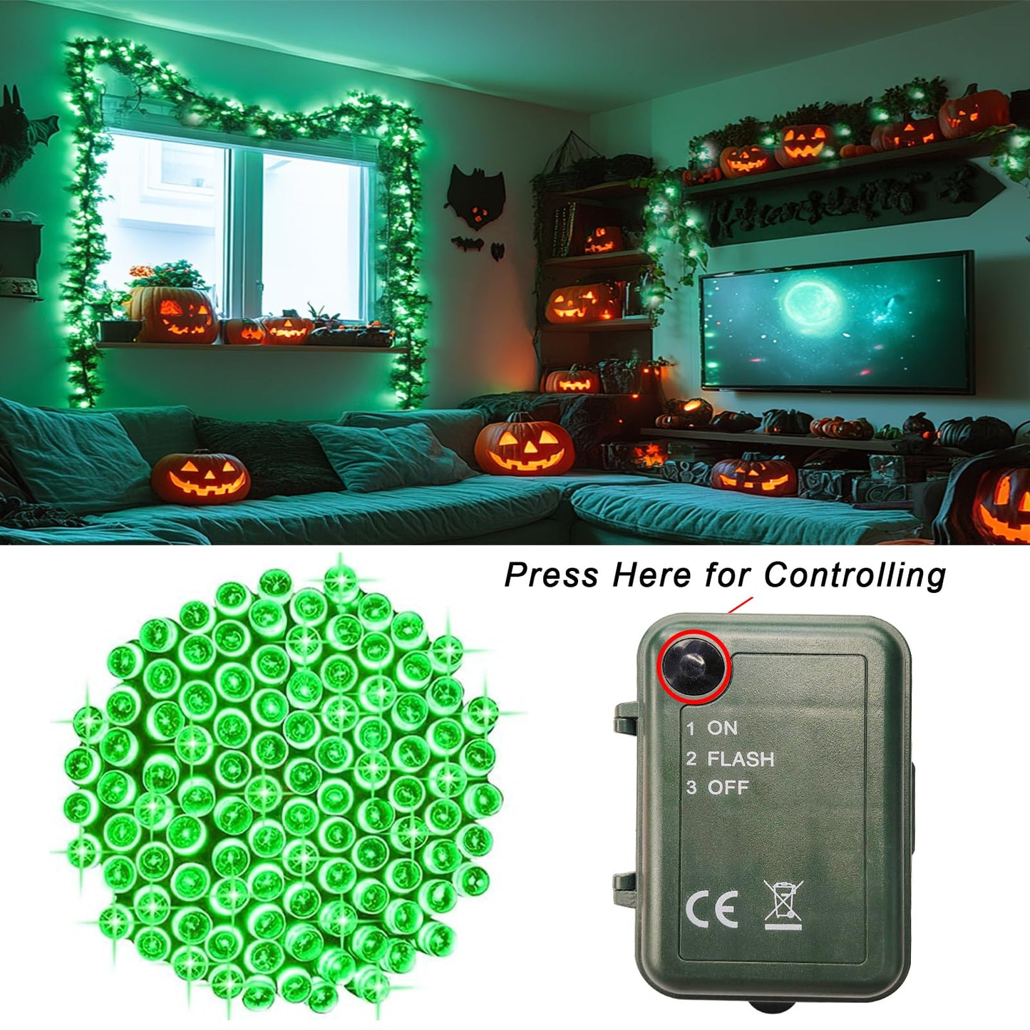 Green String Lights Battery Powered  2 Pack Total 33 Ft 100 Led Christmas String Lights For Indoor Outdoor Decoration  Twinkle Fairy Light For Party Room Xmas Tree